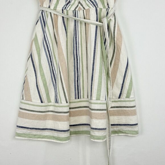 Miami Women's Striped Linen Blend Lined Keyhole Halter Dress Multicolor Size M - Picture 13 of 16